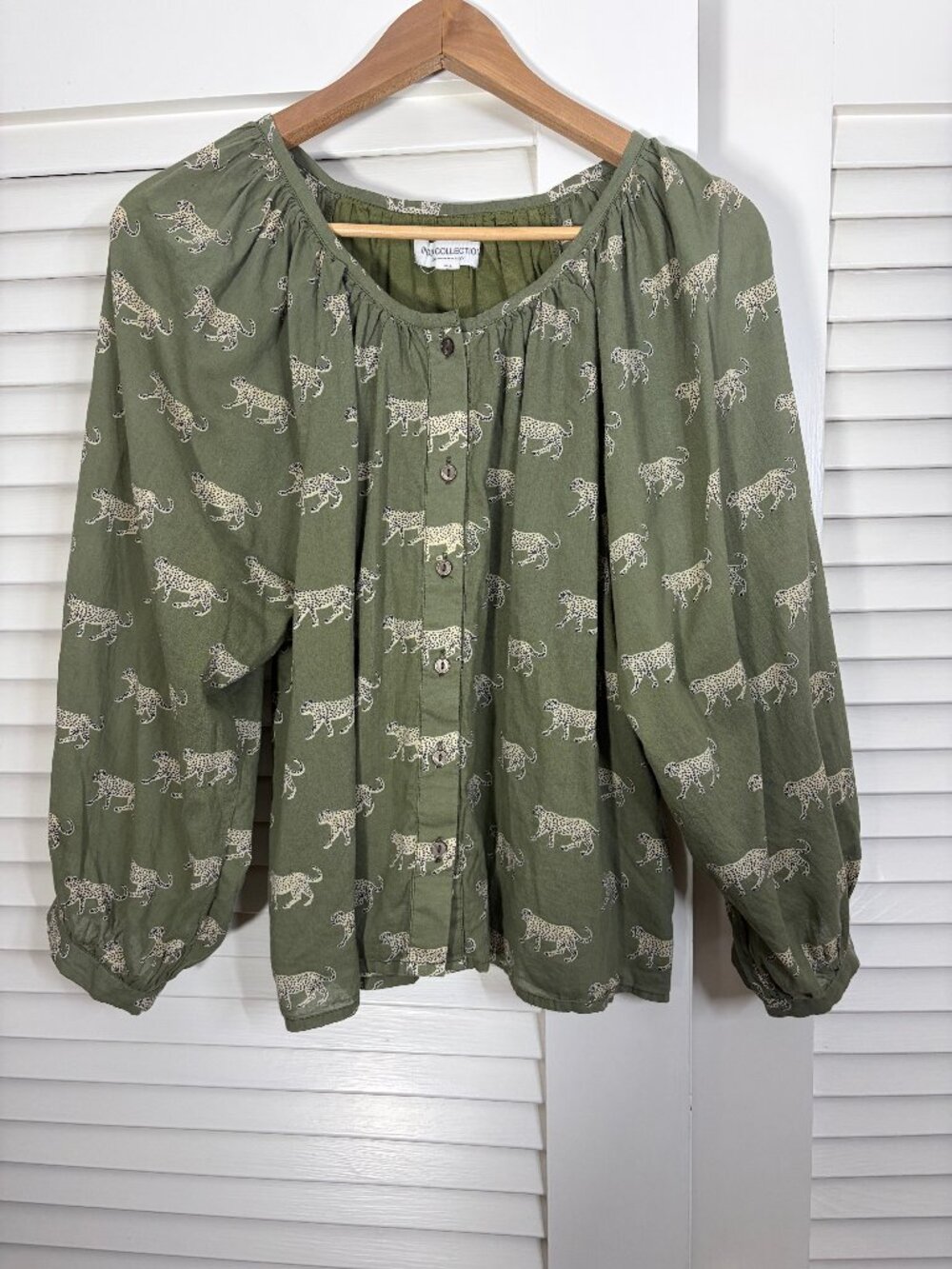 Emerson Fry Frances Blouse - Olive Cheetah Organic - Picture 4 of 4